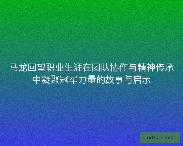 马龙回望职业生涯在团队协作与精神传承中凝聚冠军力量的故事与启示