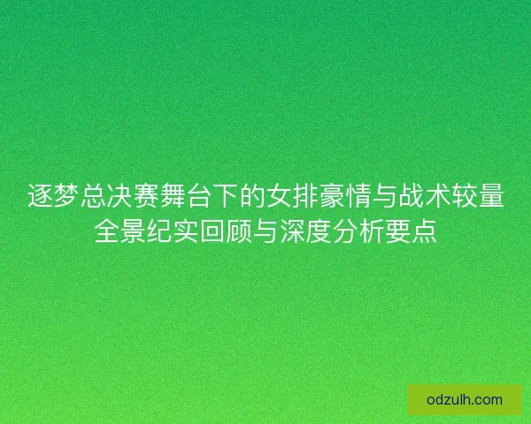 逐梦总决赛舞台下的女排豪情与战术较量全景纪实回顾与深度分析要点